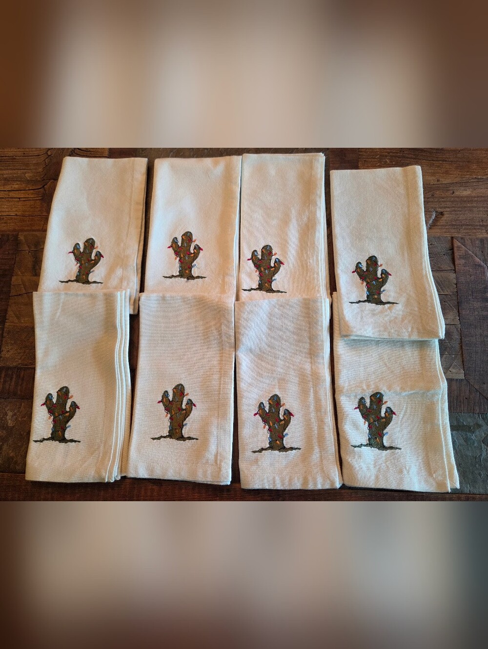 St Nicholas Square Happy Trails Lighted Cactus Christmas Napkins Set of 8 NWOT
